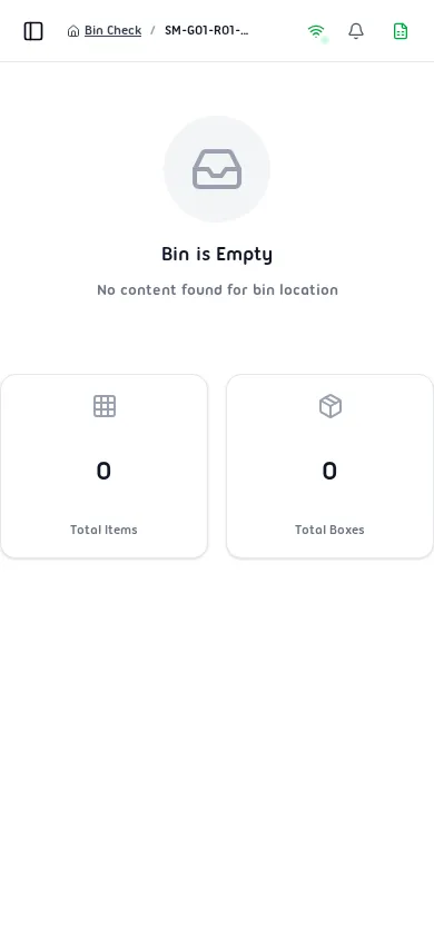 Empty Bin Check result