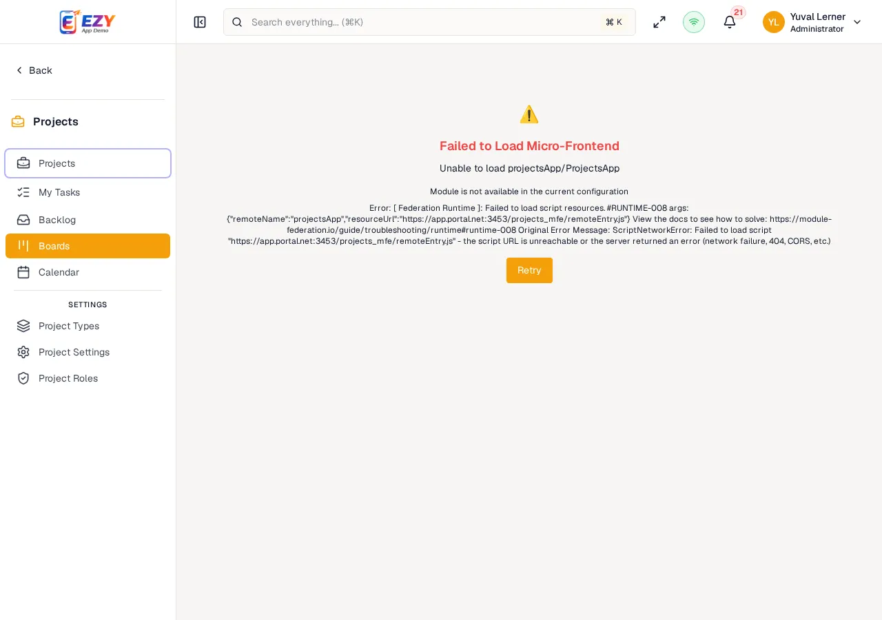Boards page