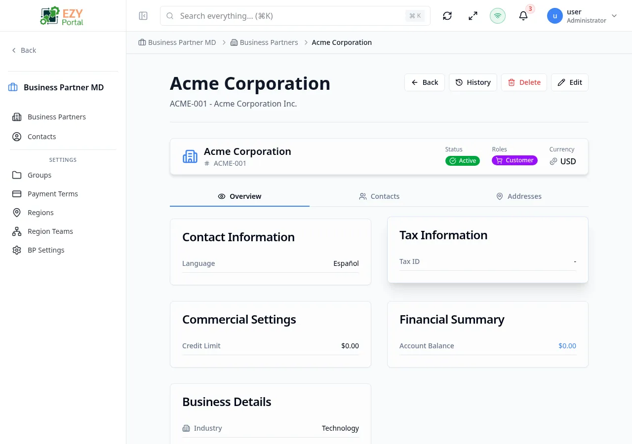 Business Partner Detail