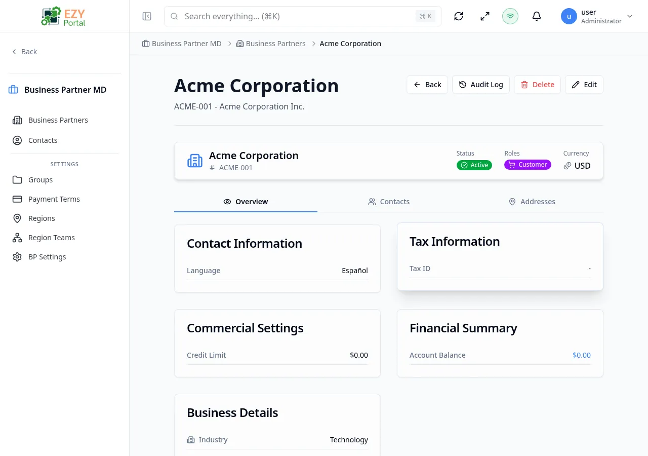 Business Partner Detail