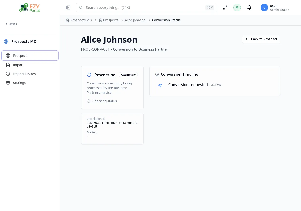 Conversion Status page