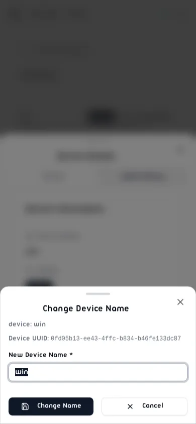 Change Device Name dialog