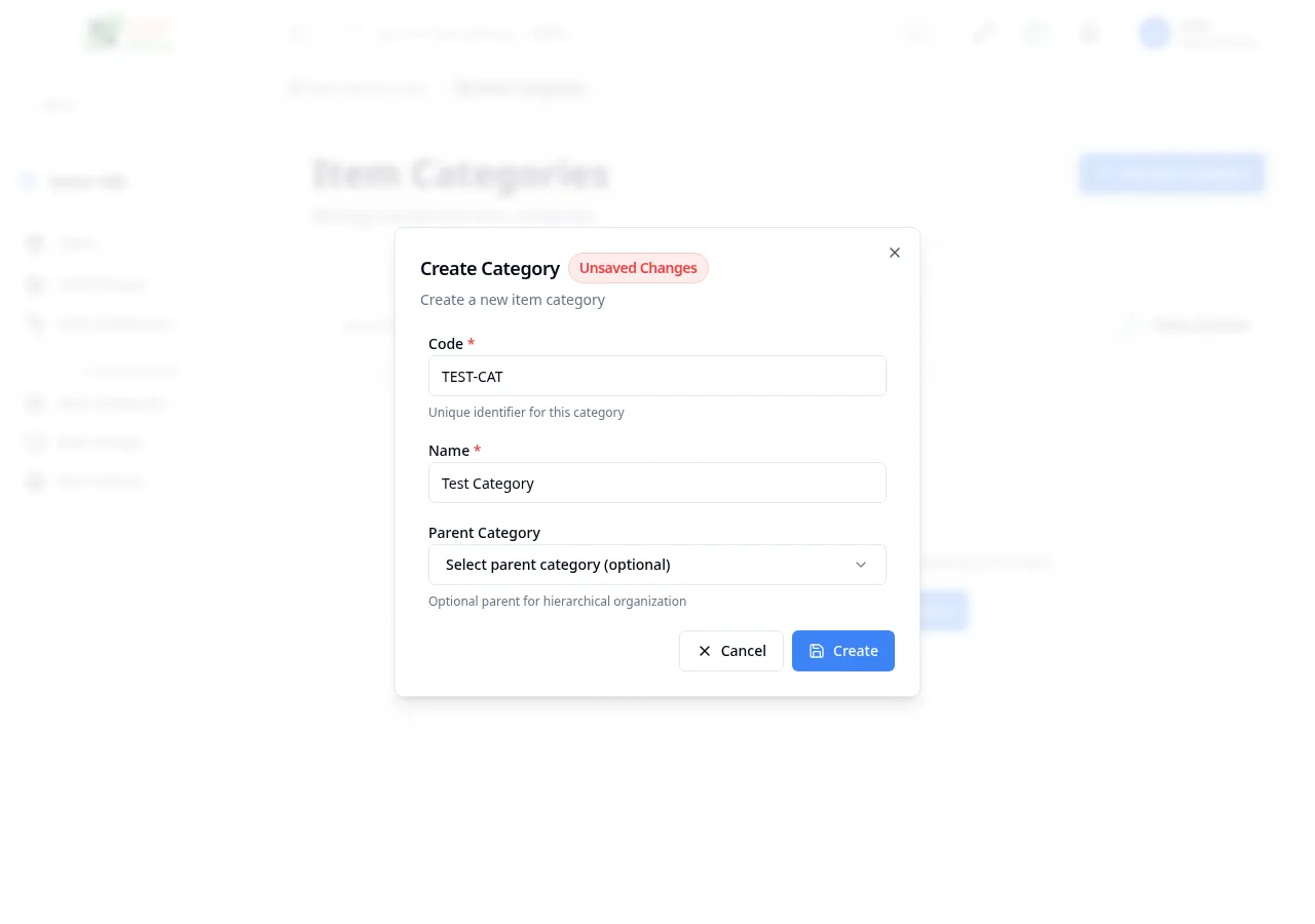 Edit category dialog
