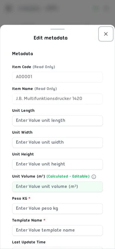 Edit metadata dialog