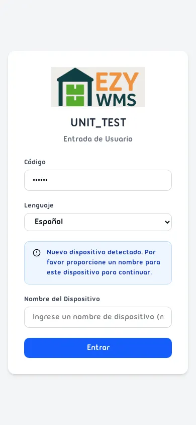 Nuevo dispositivo detectado — campo de nombre de dispositivo