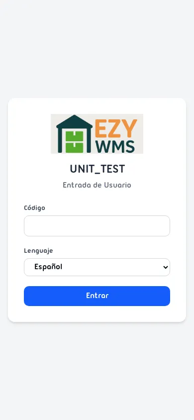 Pantalla de inicio de sesión EZY WMS