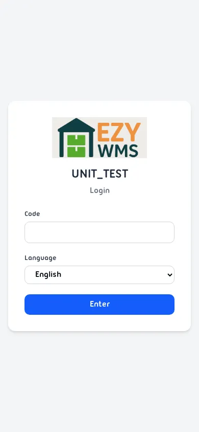 EZY WMS login screen