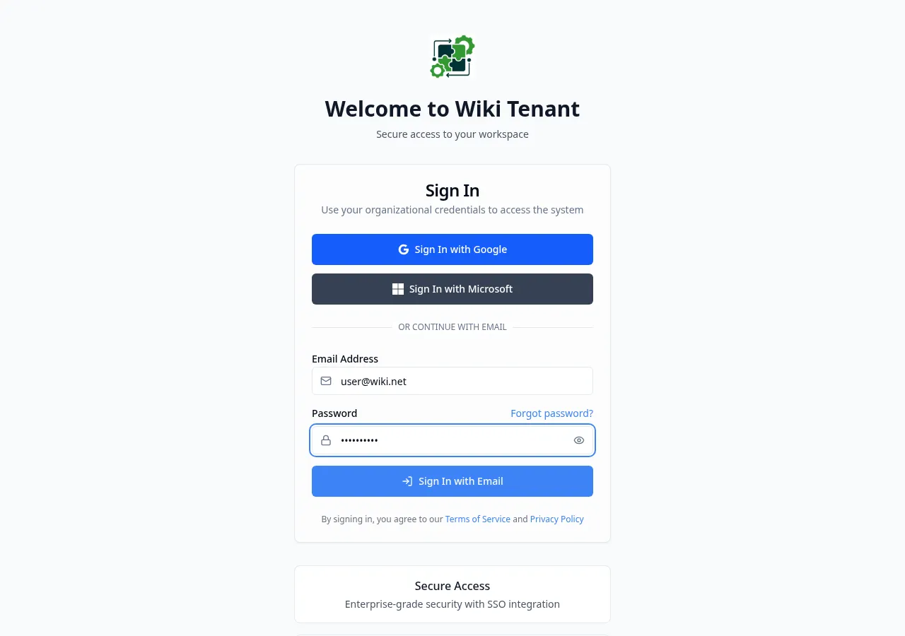 Login form with credentials filled