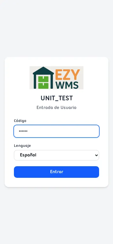 Formulario de inicio de sesión con código ingresado