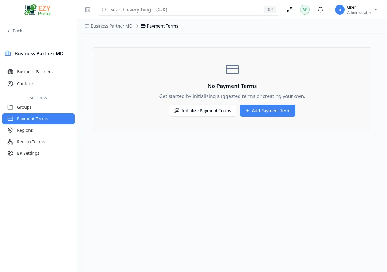 Payment terms empty state