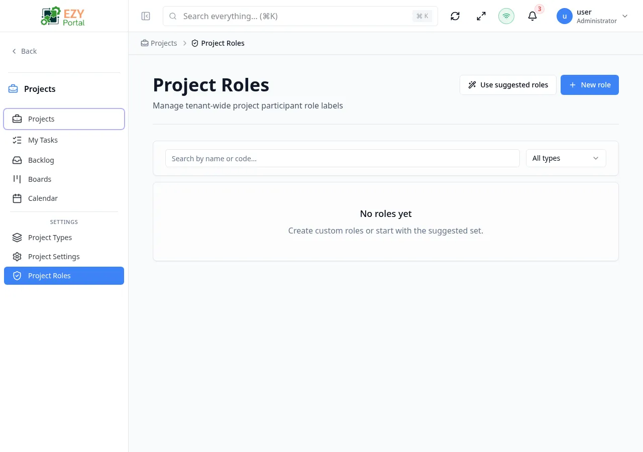 Project Roles empty state