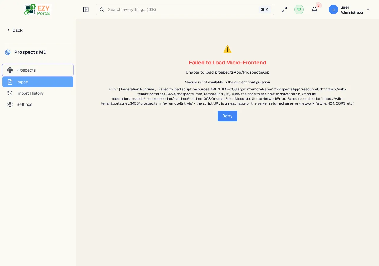 Edit Prospect page