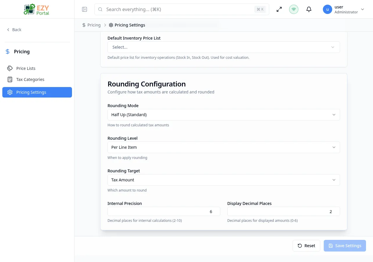 Rounding Configuration