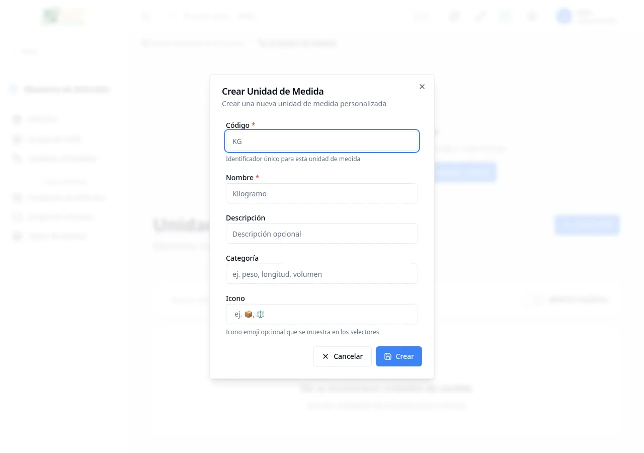 Diálogo de crear UDM